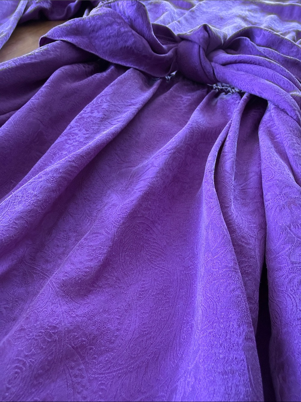 Vintage Silk Purple Long Sleeve Wrap Dress - Picture 2 of 7